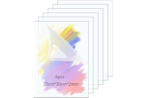 XIAOWANWAN 6 Pièces Plaque Acrylique Transparente A4,Feuille Acrylique 2mm,Plaque Plexiglass pour Cadre Photo,DIY Peinture,Exposition (Transparent)