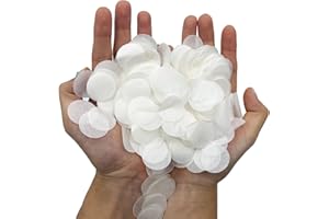 VPB 9000Pcs 1 Inch White Lvory Round Wedding Biodegradable Paper Confetti,Wedding White Birthday Confetti for Balloons,Celebration Baby Shower Party Ceremony,Birthday Decoration,Anniversary(75g)