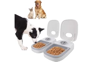 Nexhyp 2 Meal Automatic Cat Feeder with 48-Hour Timer | 700ML Capacity Cat Food Dispenser Automatic for Wet & Dry Food | Dual Bowl for Cats & Small Dogs | Easy to Use & Clean