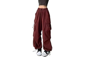 DINGJIUYAN Parachute Pants Women Gothic Y2k Cargo Harem Pants Plus Size Elastic Waist Trousers Harajuku Punk Jogger Pants