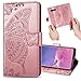 Produktbild Nadoli Leder Hülle für Galaxy S10e,Retro Schmetterling Blumen Muster Kunstleder Trageschlaufe Ständer Flip Brieftasche Handyhülle Schutzhülle für Samsung Galaxy S10e,Rose Gold