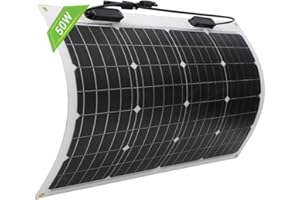 Renogy 50W Pannello Solare Monocristallino Ultra Flessibile da 248° con ETFE, Leggero & Portabile per per Camper, Campeggio, Barca, Giardino, Rimorchio Cabina e Modulo Cella da 12V…