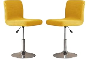 JHLD Elasticizzato Fodere Per Sgabelli Da Bar, Morbido Spandex Coprisedia Per Sgabello Da Bar A Scacchi Coprisedie Con Schienale Con Fondo Elastico Lavabile In Lavatrice-giallo-set di 2