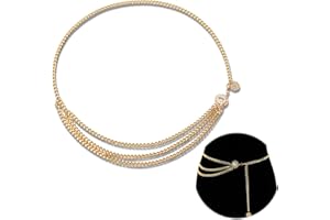 LAFOMUKEA Metal Waist Gold Chain, Multi Layered Body Jewelry Chain Belt Adjustable, Body Jewelry Chain, Sexy Chain, Dress Accessories