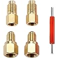 Aupoko R12 R22 to R134a Adapters, R134A Refrigerant Tank Adapter Kit with Valve Core Remover, 1/4" Male to 1/2" Acme Female, 1/4’’ SAE Female X 1/2’’ Acme Male Refrigerant Tank Adapters