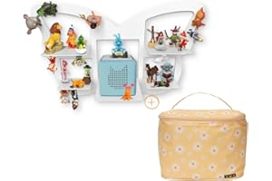 ‎LECKERHELFER AUTOMATISCH LECKER TUX® Regal für Toniebox für über 42 Tonies, Tonie Regal für Kinder Sammelset Schmetterling - Tasche für Kinder Fuchs - Zubehör für die Toniebox - Geeignet für über 40 Tonies