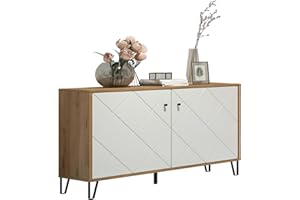 ‎TRENDTEAM SMART LIVING trendteam smart living - Touch - Sideboard - Artisan Eiche/Weiß - Kommode mit 2 Türen und 4 Fächern - (BxHxT) 123 x 76 x 40 cm - Wohnzimmerschrank mit modernen Metallfüßen - kratzfest