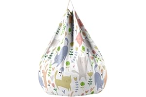 Treer Gato Funda Puff Pera sin Relleno para Adulto Niños, Estampado Exterior Interior Cojín Puff Pera Bean Bag Bolsa de Frijol Puff Moldeable Sofá Perezoso (90x110cm,Hierba gatera)