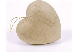 DECOPATCH Clairefontaine ES Décopatch no024o Corazón Plano Papel Maché, 1 x 7 x 8 cm, para decorar y colgar, adecuado para Wohndeko, cartón marrón in 3D