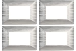 ZOREI 4 Pezzi Placche Compatibile Con Vimar Plana, Placche in Plastica Effetto Satinato (3 Posti/Moduli,Silver Satinato)