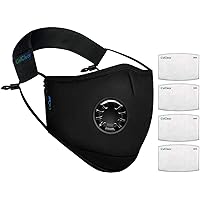 OxiClear N99 Anti Pollution Face Mask with 4 Activated Carbon Filters & Detachable Headband D.R.D.O Certified (Black)