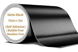 Strehknewen Vinilo Negro Mate para Coche y Moto 10cm x 6m – Vinilo Coche Exterior Autoadhesivo, Resistente al Agua y Rayos UV, Sin Burbujas, para Decoración y Protección