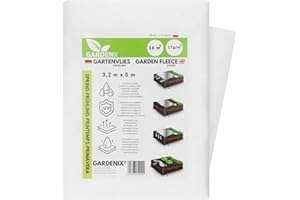 GARDENIX® 16 m² Vellón de protección contra Congelación para Primavera, Alta estabilización UV, Permeable al Agua, Cubierta de Primavera para Plantas (3,2m x 5m)