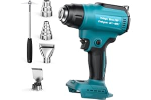 GGIKING Cordless Heat Gun for makita 18V Battery (No Battery), Hot Air Gun with 4 Nozzles, Battery Heat Gun for Welding, Bending Pipes, Colour Removal