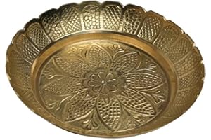 ADITRI CREATION Aditiri Creation Nakshi Decorative Brass Indian Prasad Plate for Pooja Utensils, Navratri Decorations, Pooja Kit (6" Diameter)