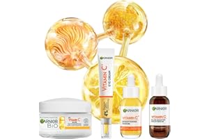 ‎GARNIER Garnier Vitamin C Set Glow Booster Set für Tag und Nacht aus Brightening Anti-Dark-Spot Serum, Vitamin C Glow Booster Augenpflege Vitamin C Glow Booster Nachtserum und Vitamin C Tagescreme, 4 teilig