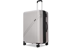 GinzaTravel Lightweight 4 Wheels Suitcase ABS Hard Shell Suitcase Luggage Expandable Durable Suitcases with TSA Lock (Large,Silver)