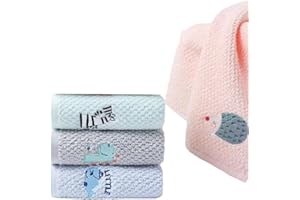 Satiskid 4 asciugamani per bambini, morbidi, 4 colori, 50 x 25 cm, per bambini, in cotone, per bambini, asciugamano per il viso, asciugamano per bambini