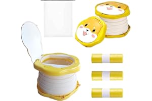 NAUXIU Pieghevole WC per bambini,Vaso pieghevole da viaggio,Sedile portatile per vasetto per bambini,Vaso da viaggio interno esterno per bambino con borsa da viaggio (giallo)