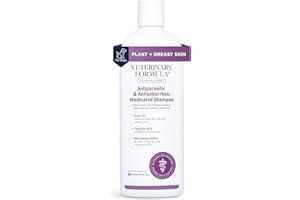 Veterinary Formula Clinical Care Antiparasitic & Antiseborrheic Medicated Dog Shampoo, 16 oz – Paraben, Dye, Soap Free – Hydrating and Antifungal Shampoo for Dogs, White