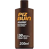 PIZ BUIN Allergy Sun Sensitive Skin Lotion FPS 30 (200 ml), protector solar corporal con FP30, protección solar alta para pie