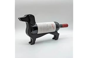 ESSECMBS Dackel-Weinflaschenhalter, Rotweinständer, lustiges Weinregal für Zuhause (schwarz, 18 x 14 x 6 cm)