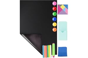 ‎CHMMY CHMMY Tafelfolie Magnetisch Selbstklebend, 45 x 100cm, Self-Adhesive Blackboard Film, Kreidetafel Abwischbar, 6 Dustless Chalk, 6 Magneten,Tuch,Tangram,Kreidehalter, Magnetic Pen Holder