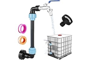 BBWELL Adaptador IBC con Cuello de Cisne,IBC Cuello Grifo de Latón de Cisne 3/4 Pulgadas,Adaptador Depósito IBC,Accesorios para Barril de Lluvia,con Tubo de extensión,para Deposito Agua,Lluvia Barril