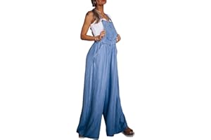 PDYLZWZY Lose Baggy-Overalls für Damen Denim Jean Casual Verstellbare Denim Latzhose Weites Bein Haremshose Jumpsuits Mit Taschen