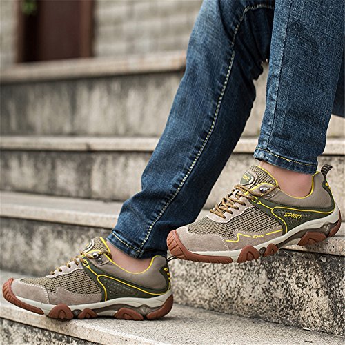UBFen Herren Sportschuhe Trekking Wanderhalbschuhe Sneakers Outdoorschuhe Wanderschuhe Turnschuhe Casual Schuhe Atmungsaktives Mesh Braun Blau - 9