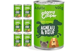 Edgard & Cooper Pâté Pour Chien, (Agneau & Boeuf, 400g x 6) Sans Céréales, Viande fraîche et protéines de qualité, Vrais ingrédients pour chiens, Hypoallergénique, Sans sucres ajoutés