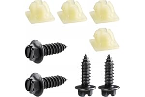 HZJD License Plate Screws, Nylon Retaining Nuts, Black(4PCS)