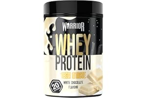 Poudre protéinée Warrior Whey 500 g (jusqu’à 36 g par portion) - Goût délicieux et riche en acides aminés - 20 portions (Chocolat blanc)