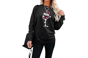 LACOZY Christmas Tops for Women Long Sleeve Crewneck Sweatshirts Pullover Shirts Fall Loose Fit Graphics Jumper Y2K Clothes