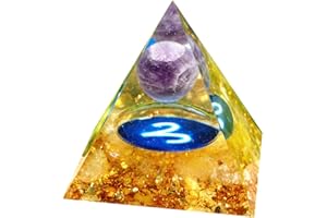 Besorgone Pirámide de orgón del zodiaco Aries, piedra curativa de cristal con citrino para energía positiva, protección de chakras, reiki, orgonita, pryamidas, regalo de meditación