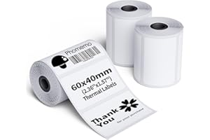 Phomemo M220/M221/m200 Etichette autoadesive, 2,36" x 1,57" (60x40mm), carta termica per stampanti di etichette Phomemo M200/M220/M221/, 180 etichette per rotolo (3 rotoli)