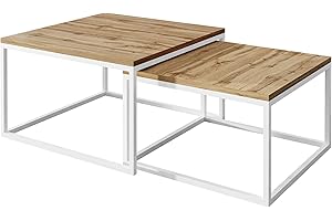 lukmebel Kaffeetisch Yoshi 2in1 - Eiche Couchtisch Salon Wohnzimmer (weiß, Wotan Eiche)