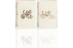 HERCHR 4 Juegos de Libros de votos, Libro de votos de Boda, folletos de votos del señor y la señora, de Madera para Tarjetas de felicitación, Regalo del día de San Valentín, Suministros de Boda