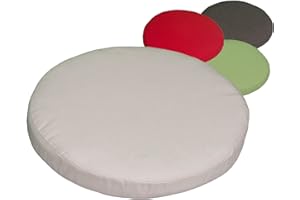 Beo Galette de Chaise Ronde ø 40 cm | Fabriqué en EU | Coussins de siège lavables avec revêtement Amovible | Coussin d'exterieur et d'intérieur Respirant | Coussin d'assise en Beige Clair
