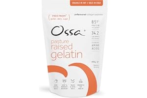 Ossa Bovine Gelatin Powder – 100% Natural, Pasture-Raised Beef Gelatine | Unflavoured Protein Powder with Collagen & Amino Acids | Keto, Paleo & Gut Health Support | 400g