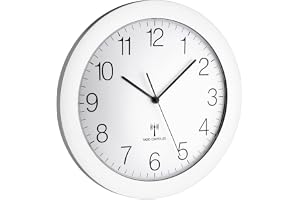 TFA Dostmann Design trådlös väggklocka, radioklocka, stor, lämplig som köksklocka, tyst, silver, 60,3512.02, L 302 x B 47 x H