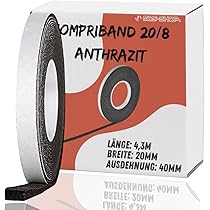 S&S-Shop Compriband 4,3 m lang, 40/8 antraciet, expandeert van 8 naar 32 mm, voegbreedte 8-32 mm, rolbreedte 40 mm, acryl 300, voegband, zwelband, afdichtband