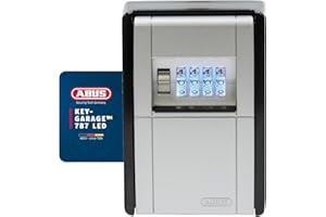 ABUS KeyGarage 787 LED - Caja para llaves para montaje en pared - con cilindros numéricos iluminados - para llaves o pequeños objetos de valor - 83854 - Negro-Plata