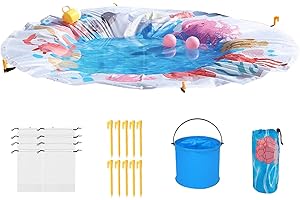 ‎YUMSUR Strandpool für Kleinkinder,Tragbarer Baby-Pool,Baby-Strand-Pool-Matte Mit Strandmatte Und Wassereimer,Strandpooldecke Kinder, Sandproof Water Play Summer Toy for Children