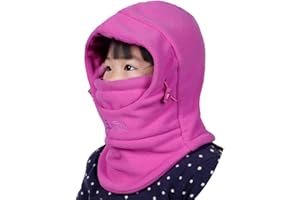 YONKOUNY YONKINY Cagoule Chapeau Enfant Fille Garçon Hiver Chaud Thermique Coupe-Vent Cagoule de Ski Capuchon Balaclava Polaire avec Masque pour Ski Vélo Moto