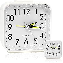 Juboos Analooge Wekker Voor Kinderen, Compact, Niet-Tikkende Bed, Stille Wekker Met Luid Alarm, Nachtlampje, Snooze, Wekker Op Batterijen (Wit