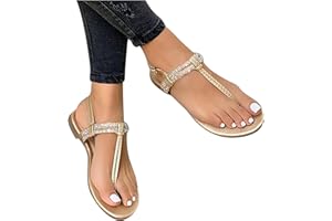 NUSGEAR Sandalias Mujer Verano Nuevo 2021 Planas Moda Sandalias de Vestir Playa Flip flop Chanclas para Mujer Diamante brillante Zapatos Sandalias de Punta Abierta Roma casual Sandalias Fiesta Cómodo