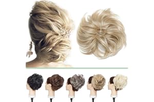 Silk-co Chignon Elastico Capalli Finti Messy Bun Hair 80g Extension Coda Capelli Lunghi 15-18cm Volumizzanti Posticci per Capelli-Biondo Cenere a Biondo Chiarissimo