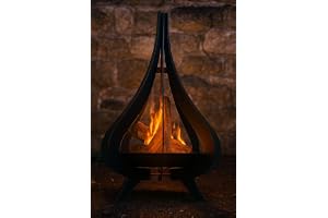 Chilz Raindrop Style Bonfire Pit for Camping and Use in Home Garden Outdoor Fire Pit, 50cm x 50cm x 77cm Height, 10 Kg Weight, (Black, Medium) 3MM Thickness Sheet
