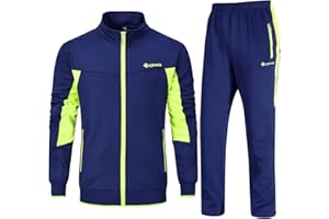 Rdruko Mens Tracksuit Set Hooded Jacket Sweatsuits Jogging Tops Full Zip Joggers Sports Sweatsuit with 2 Pockets